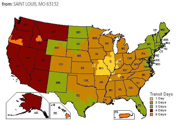 UPS Ground Shipping Map